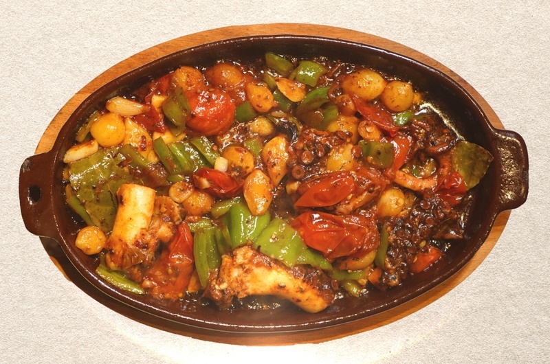 Butter-and-vegetable octopus casserole